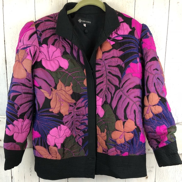*SALE* Vintage Floral Print Silk Jacket - Picture 2 of 6